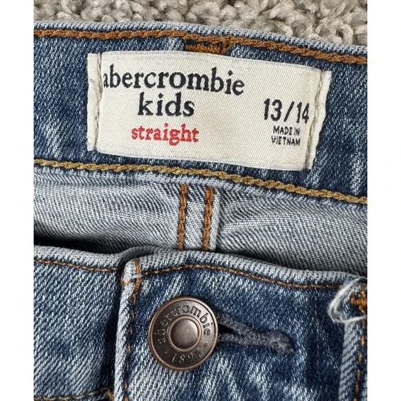 Abercrombie Kids Straight Jeans Medium Wash Casual Denim Girls 13 / 14 - Picture 3 of 9